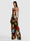 BEATRIZ STRAPLESS WIDE LEG JUMPSUIT-ENDLESS BLOSSOM LG BLACK-ALICE + OLIVIA
