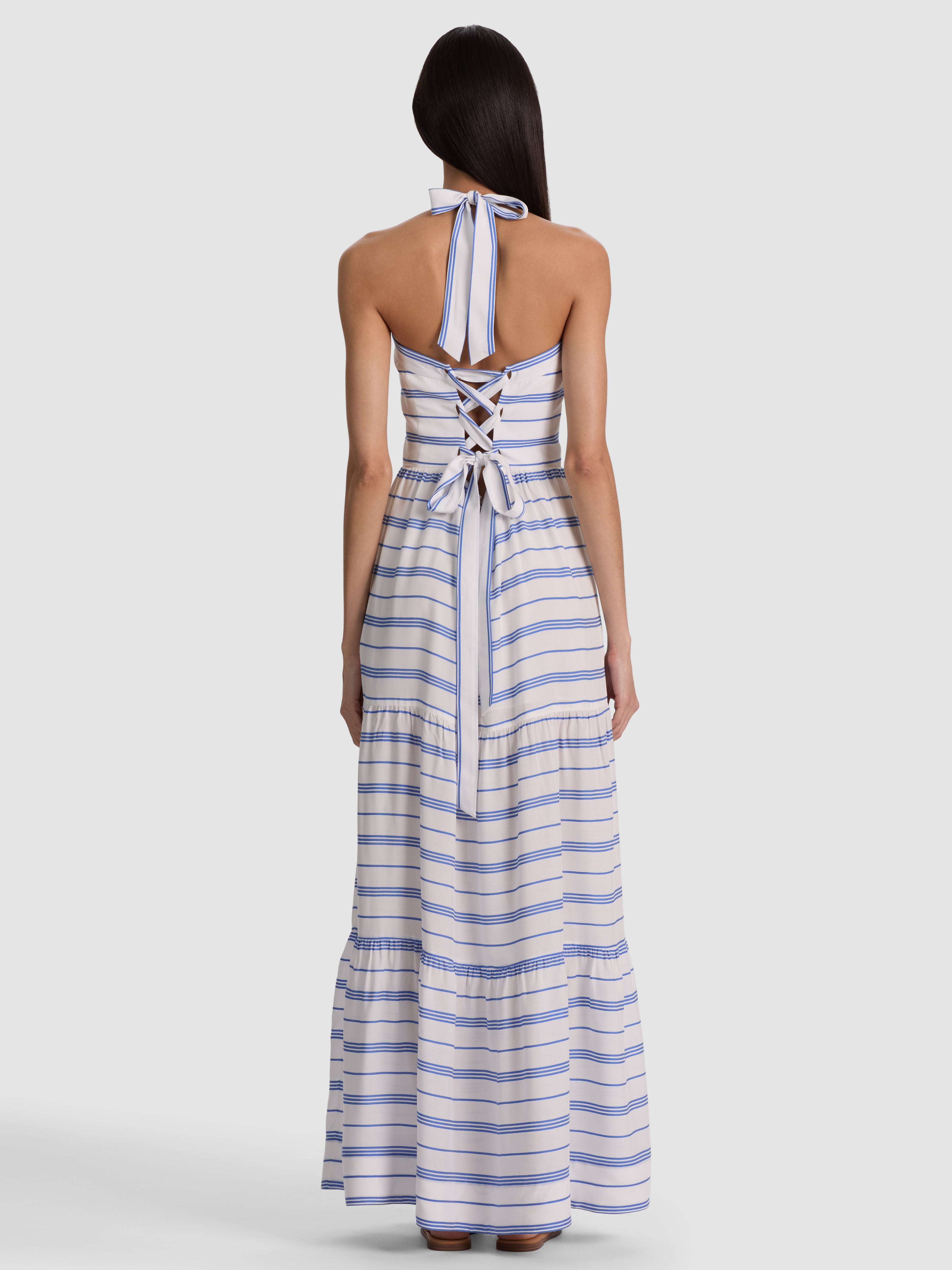 SAIGE HALTER MAXI DRESS-OFF WHITE/BLUE IRIS-ALICE + OLIVIA
