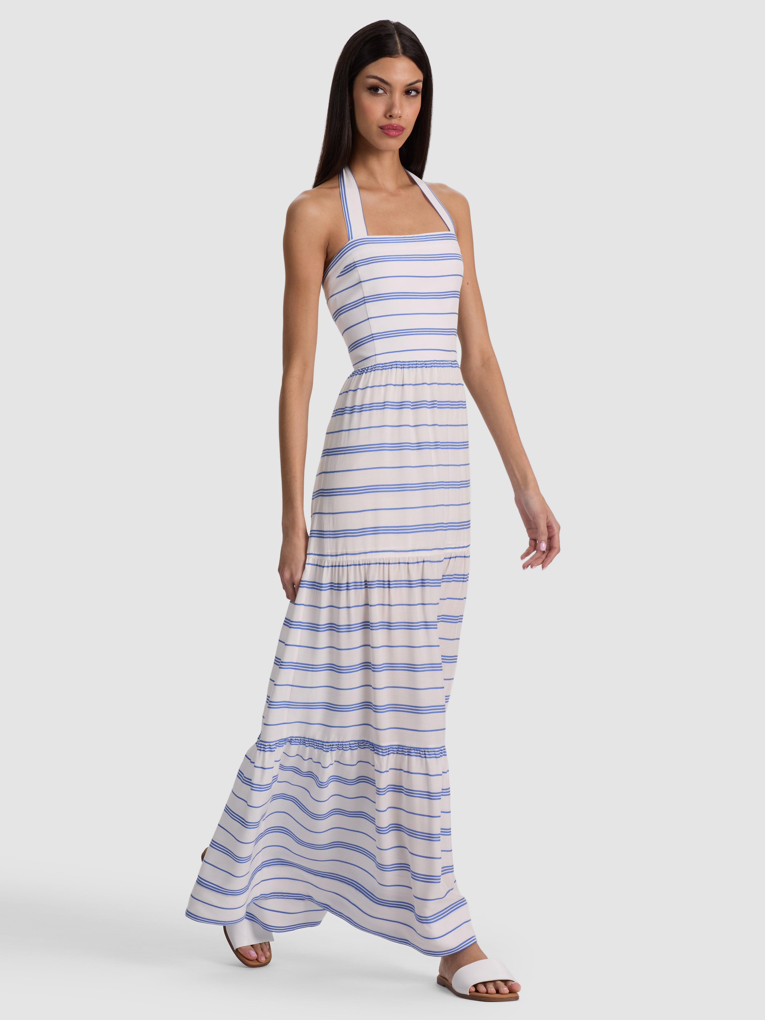 SAIGE HALTER MAXI DRESS-OFF WHITE/BLUE IRIS-ALICE + OLIVIA