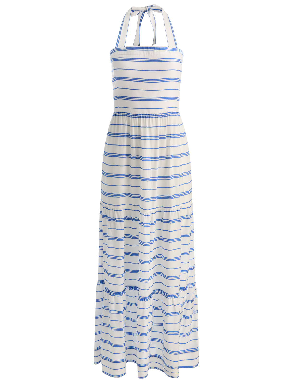 SAIGE HALTER MAXI DRESS - OFF WHITE/BLUE IRIS