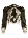 THOMASINA LACE CROPPED JACKET-DARK FERN-ALICE + OLIVIA
