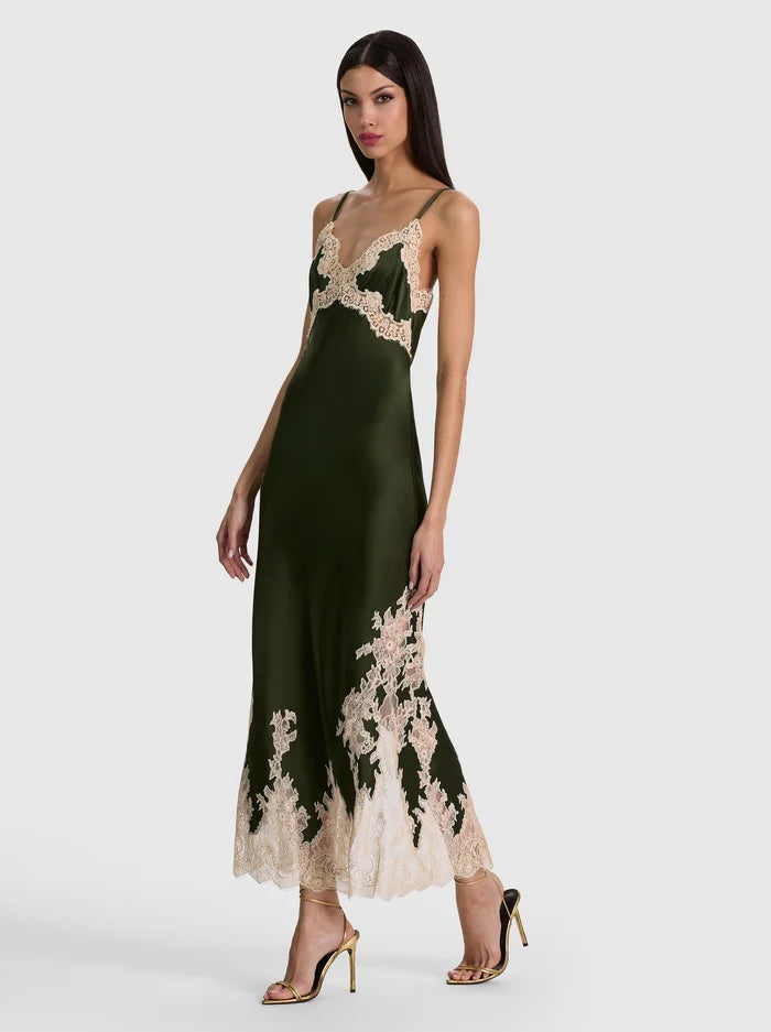 JULIETTA CUTAWAY LACE TRIM SLIP DRESS-ALICE + OLIVIA
