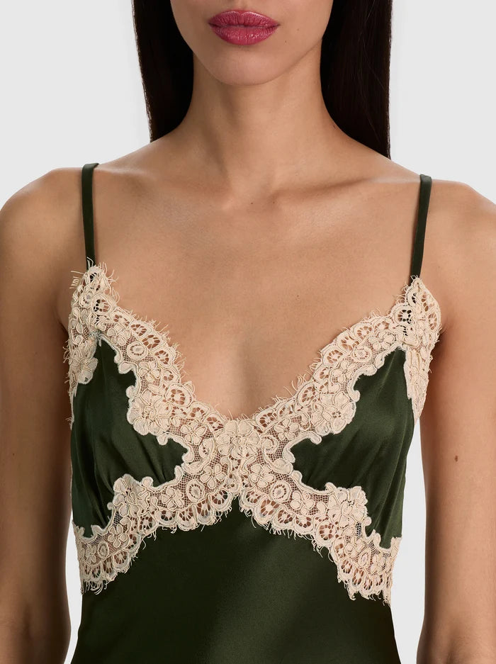 JULIETTA CUTAWAY LACE TRIM SLIP DRESS-ALICE + OLIVIA