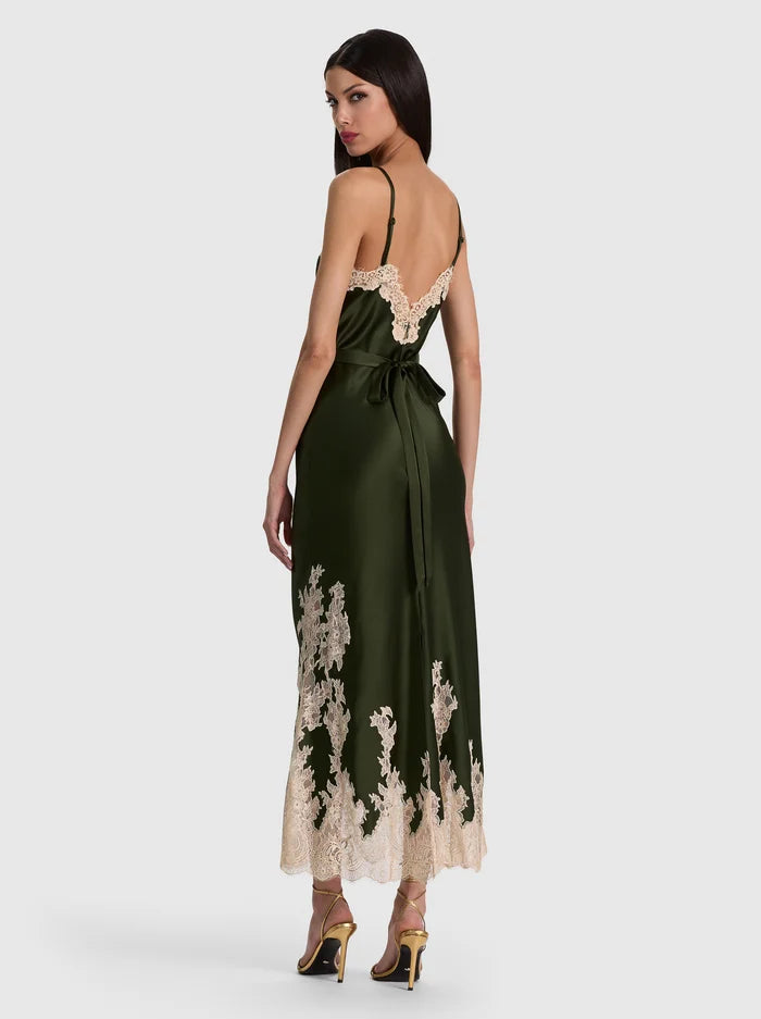 JULIETTA CUTAWAY LACE TRIM SLIP DRESS-ALICE + OLIVIA