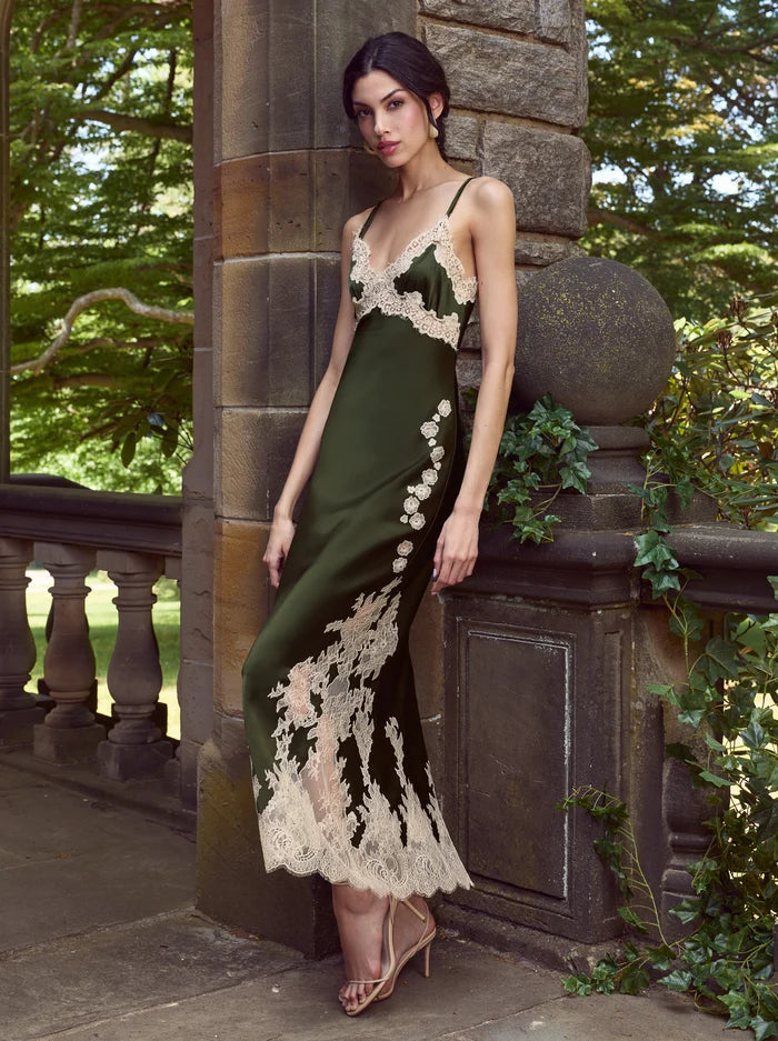 JULIETTA CUTAWAY LACE TRIM SLIP DRESS-ALICE + OLIVIA