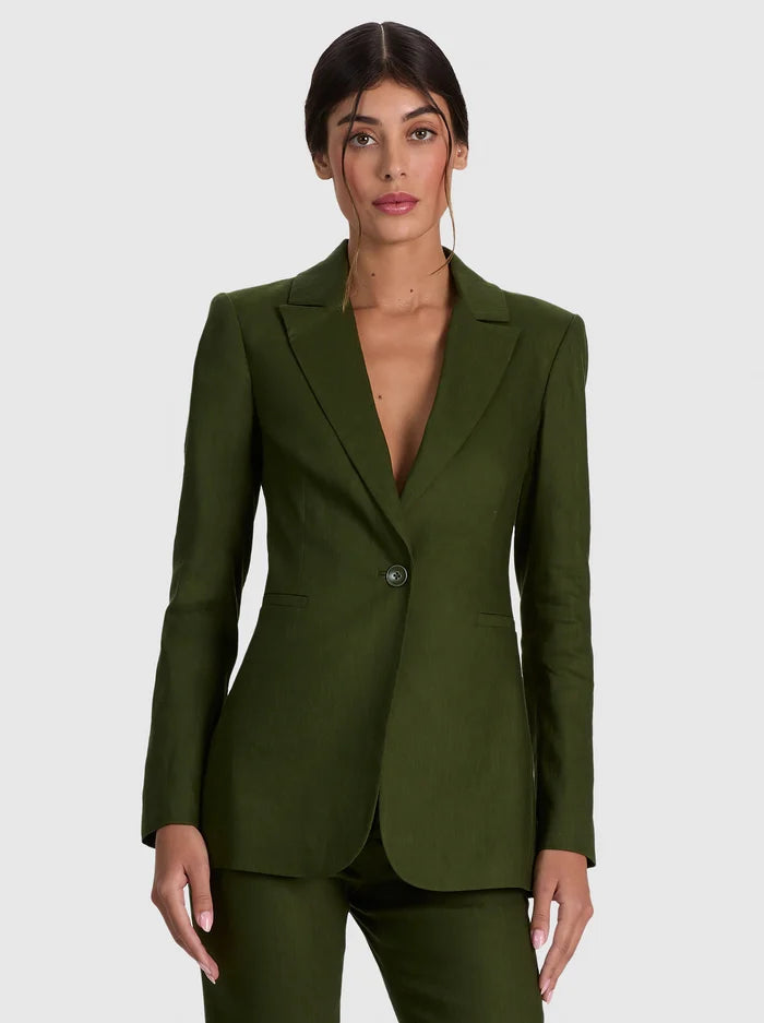 BREANN PRINTED BLAZER-DARK FERN-ALICE + OLIVIA