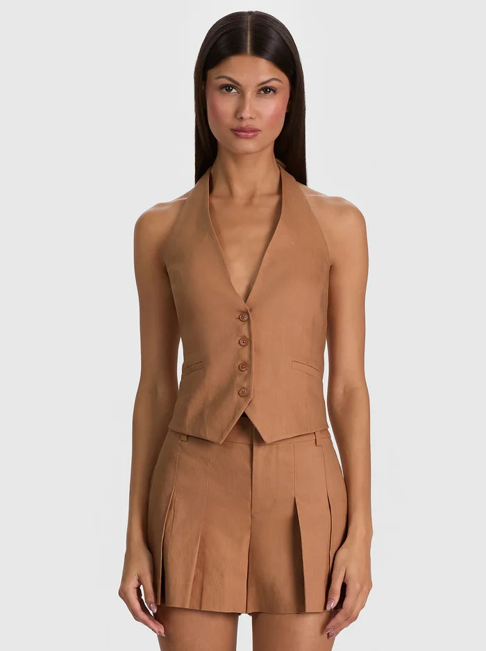 ERICA COLLARLESS DEEP V NECK VEST-ALICE + OLIVIA
