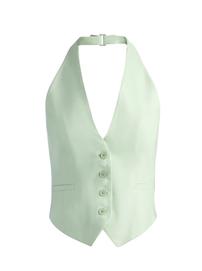 ERICA COLLARLESS DEEP V NECK VEST-ALICE + OLIVIA