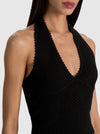 PEARL POINTELLE TIE BACK HALTER-Black-ALICE + OLIVIA