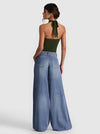 PEARL POINTELLE TIE BACK HALTER-DARK FERN-ALICE + OLIVIA