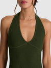 PEARL POINTELLE TIE BACK HALTER-DARK FERN-ALICE + OLIVIA