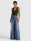 PEARL POINTELLE TIE BACK HALTER-DARK FERN-ALICE + OLIVIA