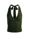 PEARL POINTELLE TIE BACK HALTER-DARK FERN-ALICE + OLIVIA