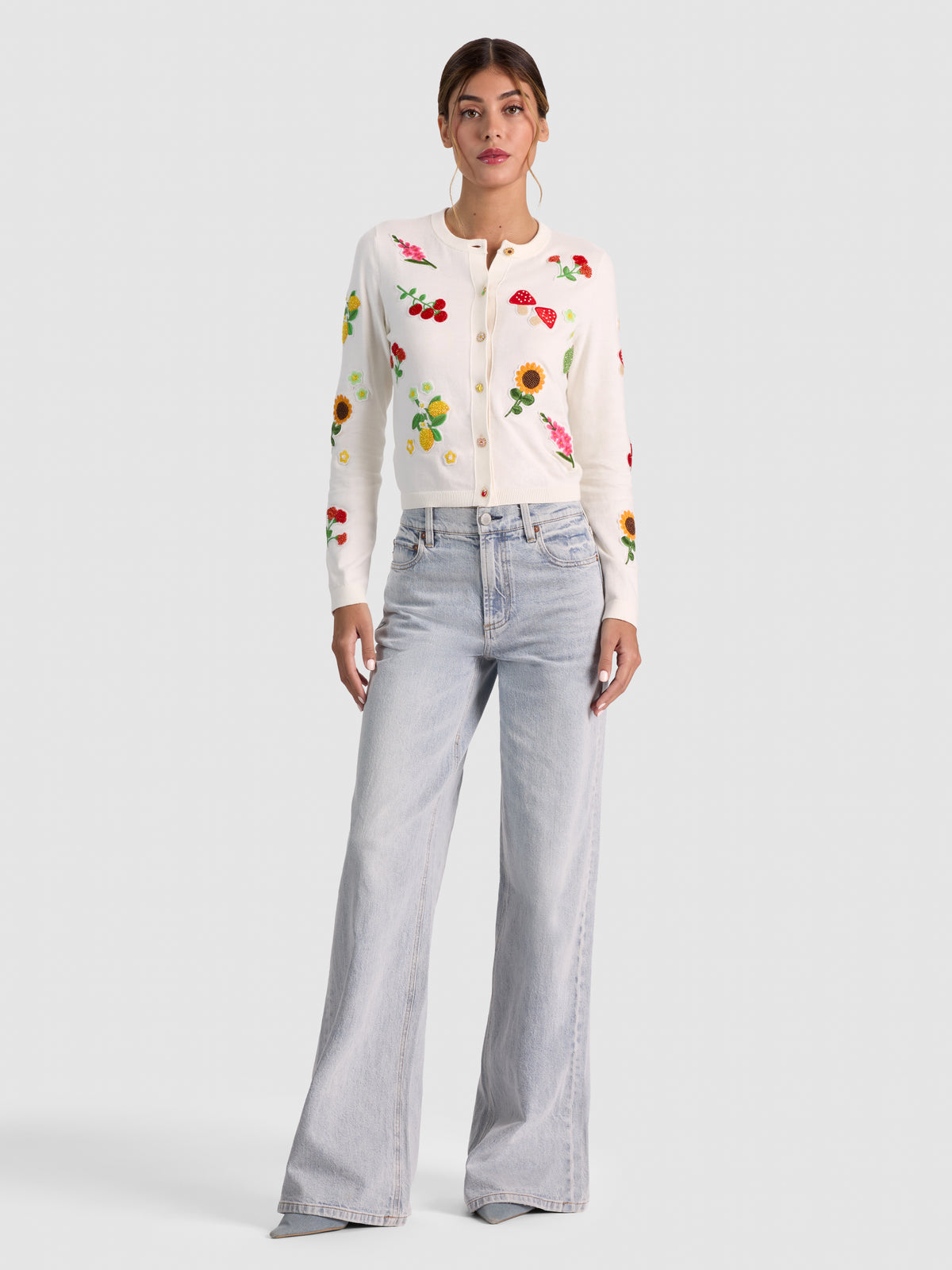 RUTHY APPLIQUE CARDIGAN-SOFT WHITE/MULTI-ALICE + OLIVIA