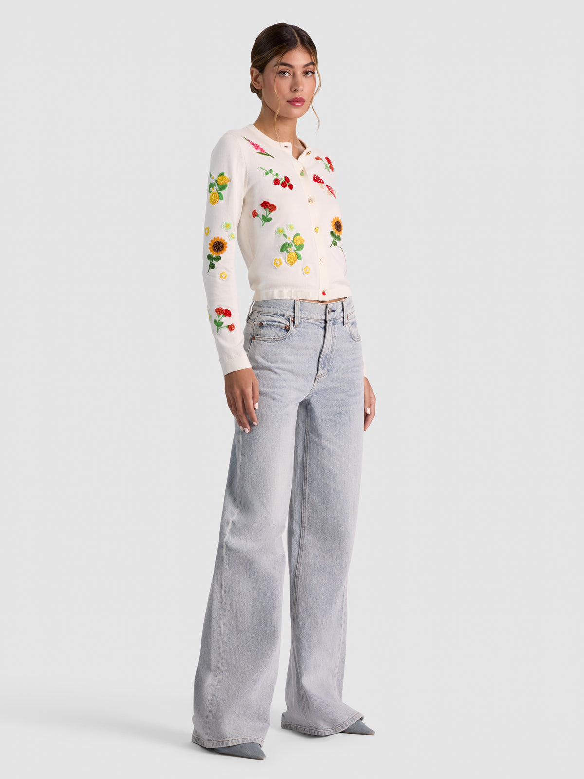 RUTHY APPLIQUE CARDIGAN-SOFT WHITE/MULTI-ALICE + OLIVIA