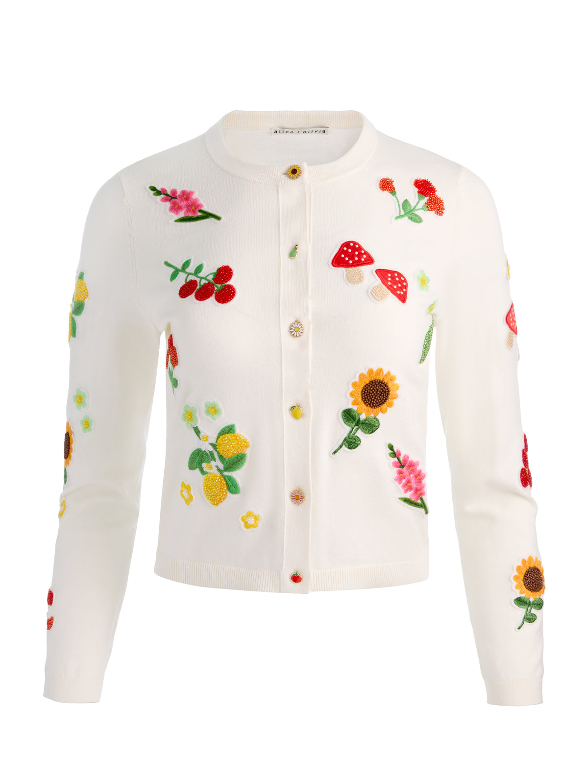 RUTHY APPLIQUE CARDIGAN-SOFT WHITE/MULTI-ALICE + OLIVIA