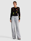 RUTHY APPLIQUE CARDIGAN-BLACK MULTI-ALICE + OLIVIA