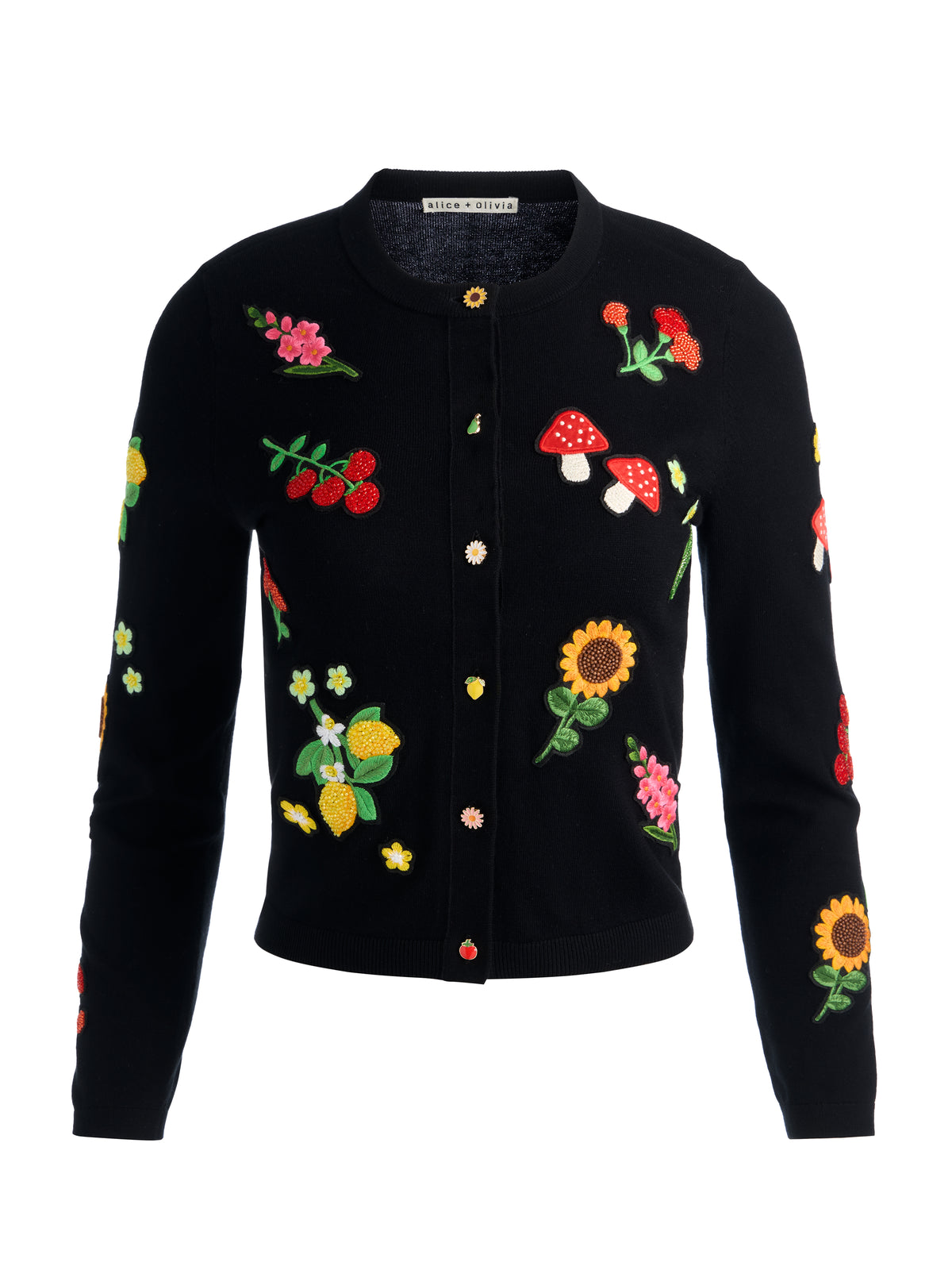 RUTHY APPLIQUE CARDIGAN-BLACK MULTI-ALICE + OLIVIA