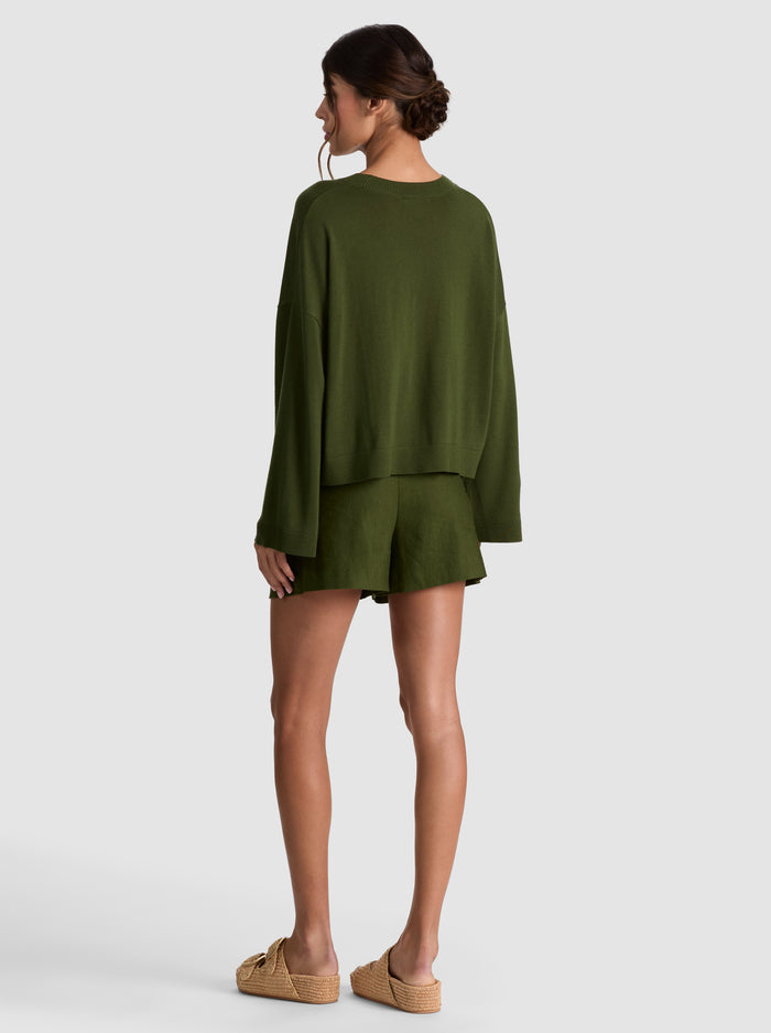 MARGIE BOXY PULLOVER-DARK FERN-ALICE + OLIVIA