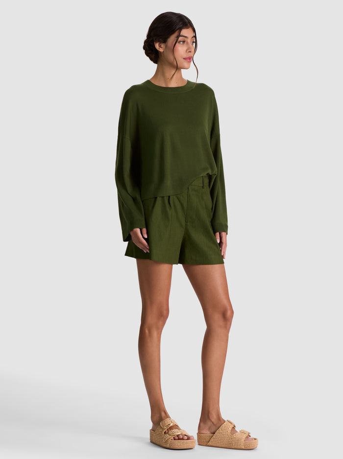 MARGIE BOXY PULLOVER-DARK FERN-ALICE + OLIVIA