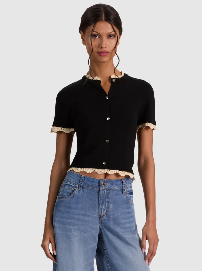 CIARA LACE TRIM CARDIGAN-ALICE + OLIVIA