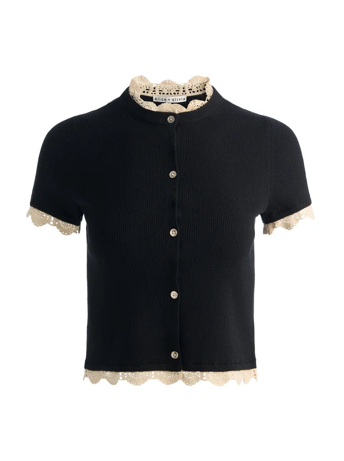 CIARA LACE TRIM CARDIGAN-ALICE + OLIVIA