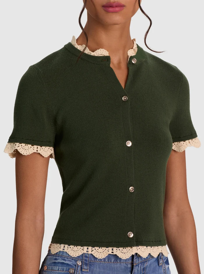 CIARA LACE TRIM CARDIGAN-ALICE + OLIVIA