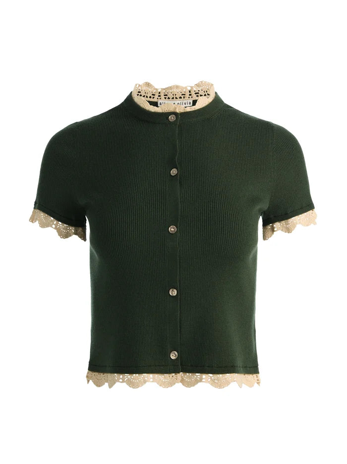CIARA LACE TRIM CARDIGAN-ALICE + OLIVIA