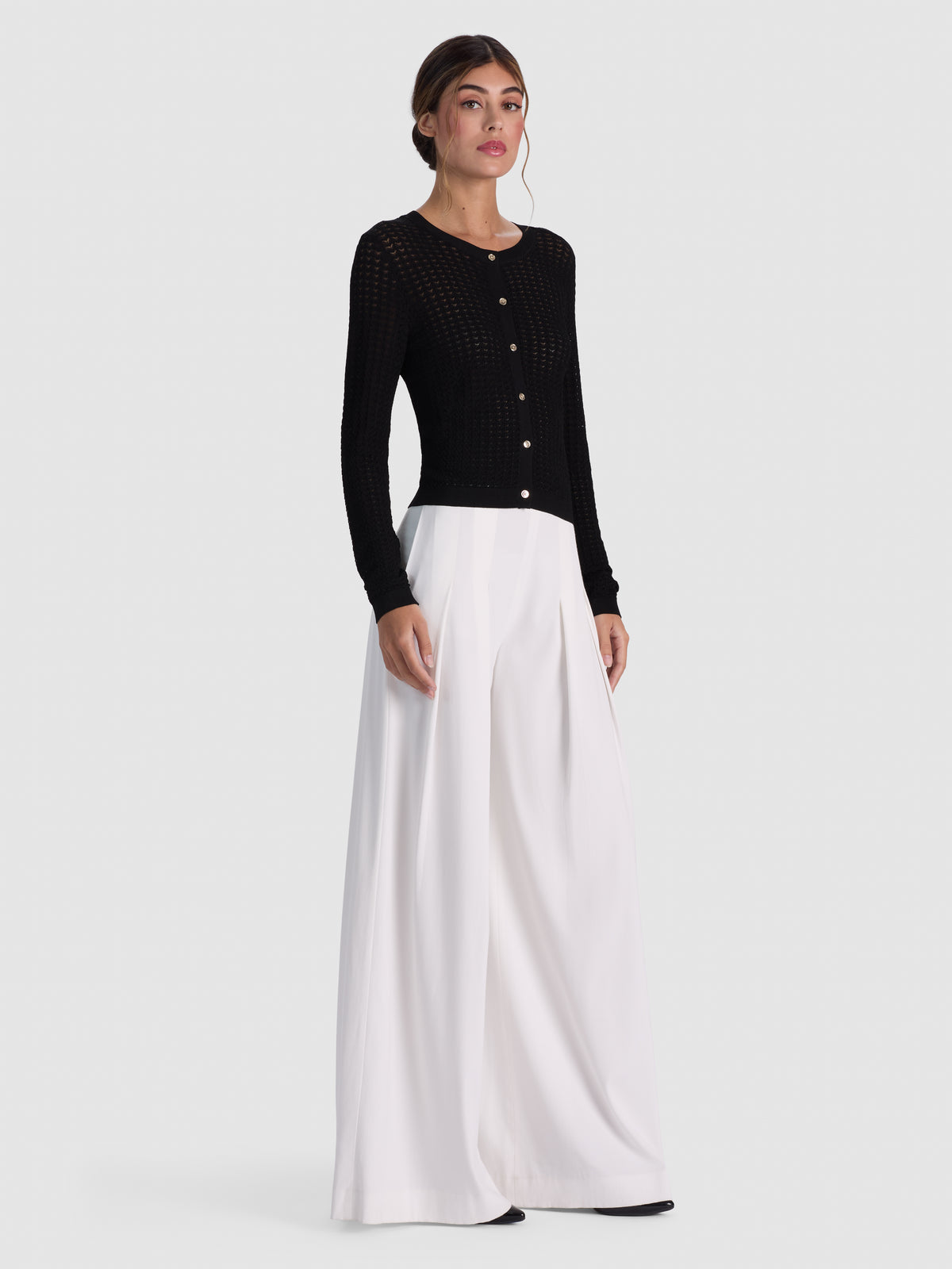 CARSON POINTELLE CARDIGAN-Black-ALICE + OLIVIA