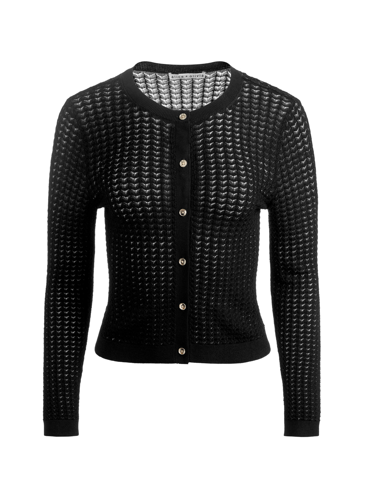 CARSON POINTELLE CARDIGAN-Black-ALICE + OLIVIA