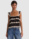 SYLVIE TIERED LACE CROP TOP-Black-ALICE + OLIVIA