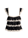 SYLVIE TIERED LACE CROP TOP-Black-ALICE + OLIVIA