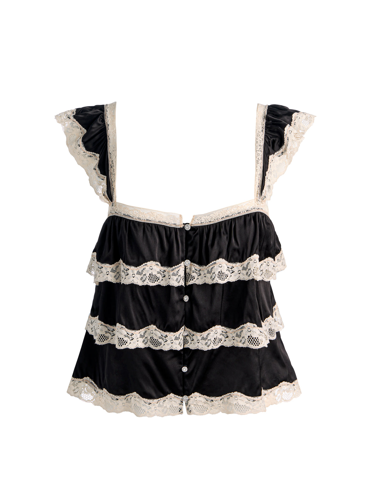SYLVIE TIERED LACE CROP TOP-Black-ALICE + OLIVIA