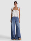 SYLVIE FLUTTER SLV TIERED LACE TRIM BTN FT CROPPED TOP-ALICE + OLIVIA