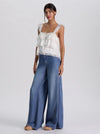 SYLVIE FLUTTER SLV TIERED LACE TRIM BTN FT CROPPED TOP-ALICE + OLIVIA