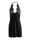 VIOLA LACE HALTER MINI DRESS-Black-ALICE + OLIVIA