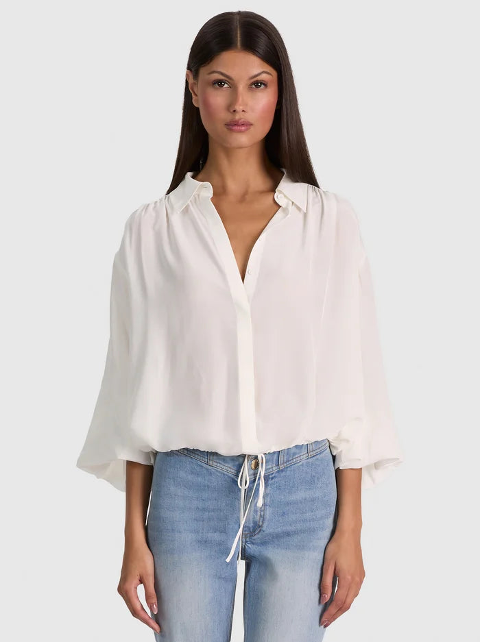 MARGAUX CROPPED BLSN SLV TIE FT SHIRT-ALICE + OLIVIA