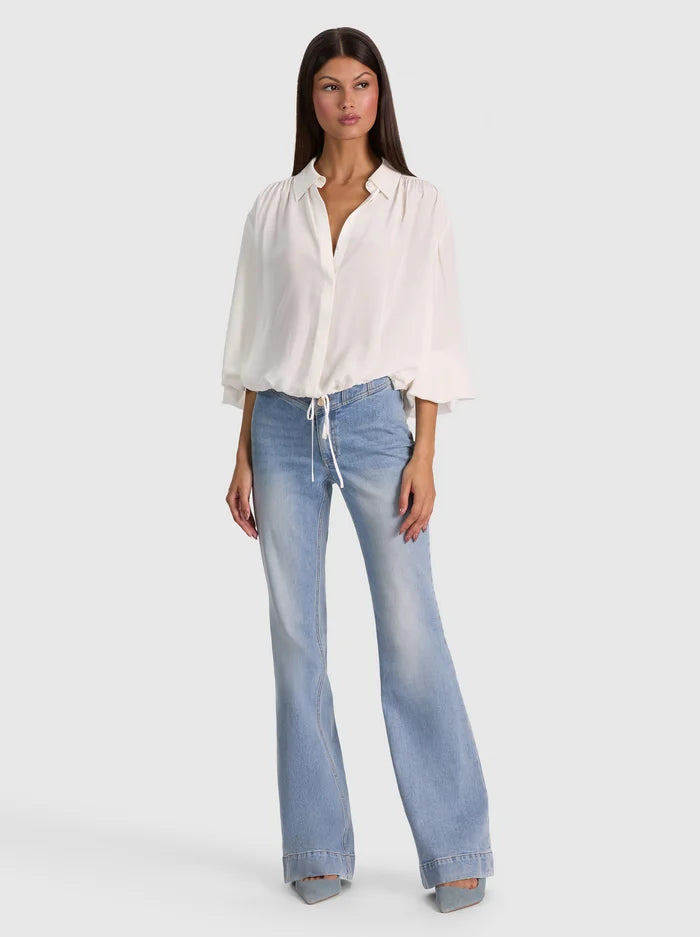 MARGAUX CROPPED BLSN SLV TIE FT SHIRT-ALICE + OLIVIA