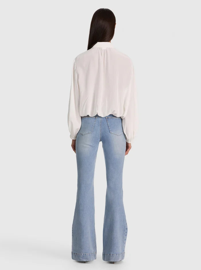 MARGAUX CROPPED BLSN SLV TIE FT SHIRT-ALICE + OLIVIA