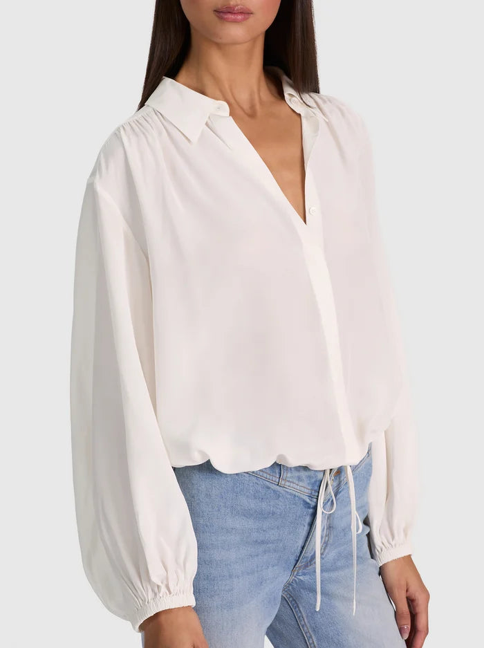 MARGAUX CROPPED BLSN SLV TIE FT SHIRT-ALICE + OLIVIA