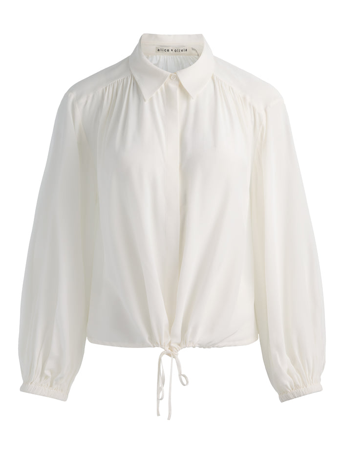 MARGAUX CROPPED BLSN SLV TIE FT SHIRT-ALICE + OLIVIA