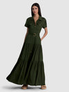 LUCY ZIP FT TIERED UTILITY MAXI SHIRT DRESS W TIE BELT-ALICE + OLIVIA
