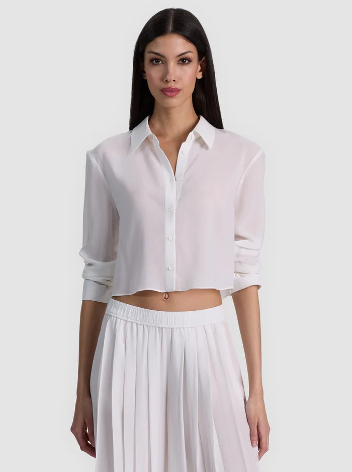 LEON CROP BTN DOWN-ALICE + OLIVIA