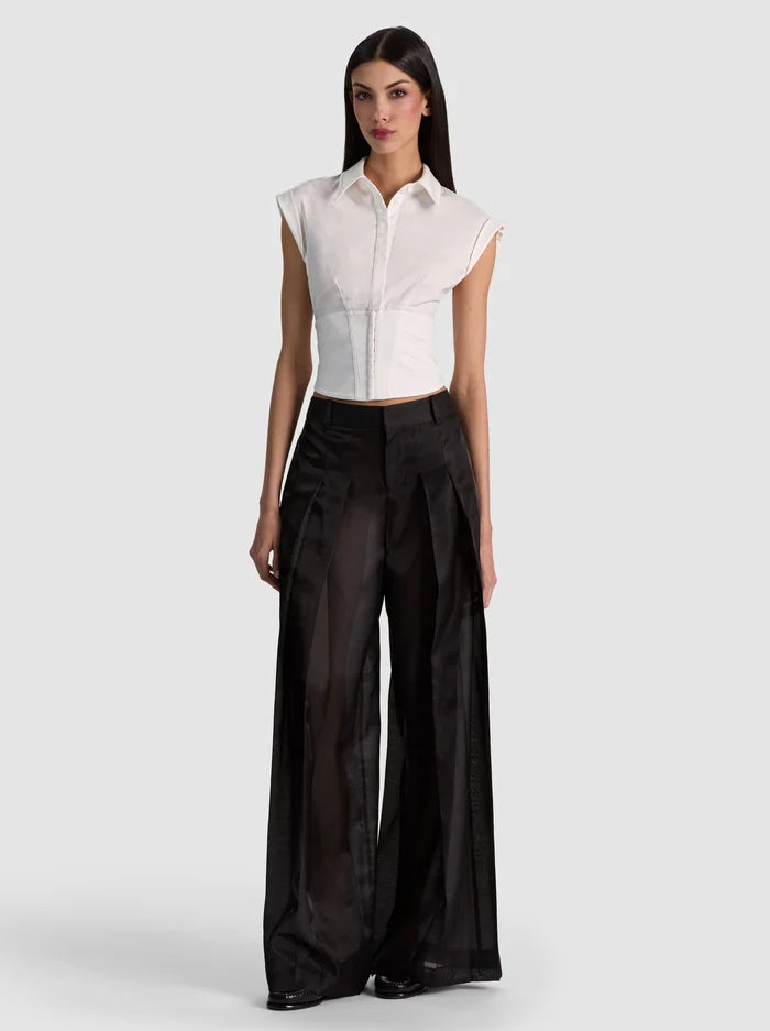 KIM PANELED CORSET FITTED TOP-OFF WHITE-ALICE + OLIVIA
