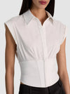 KIM PANELED CORSET FITTED TOP-OFF WHITE-ALICE + OLIVIA