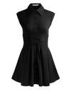 KIM PANELED CORSET FLARED MINI SHIRT DRESS-ALICE + OLIVIA