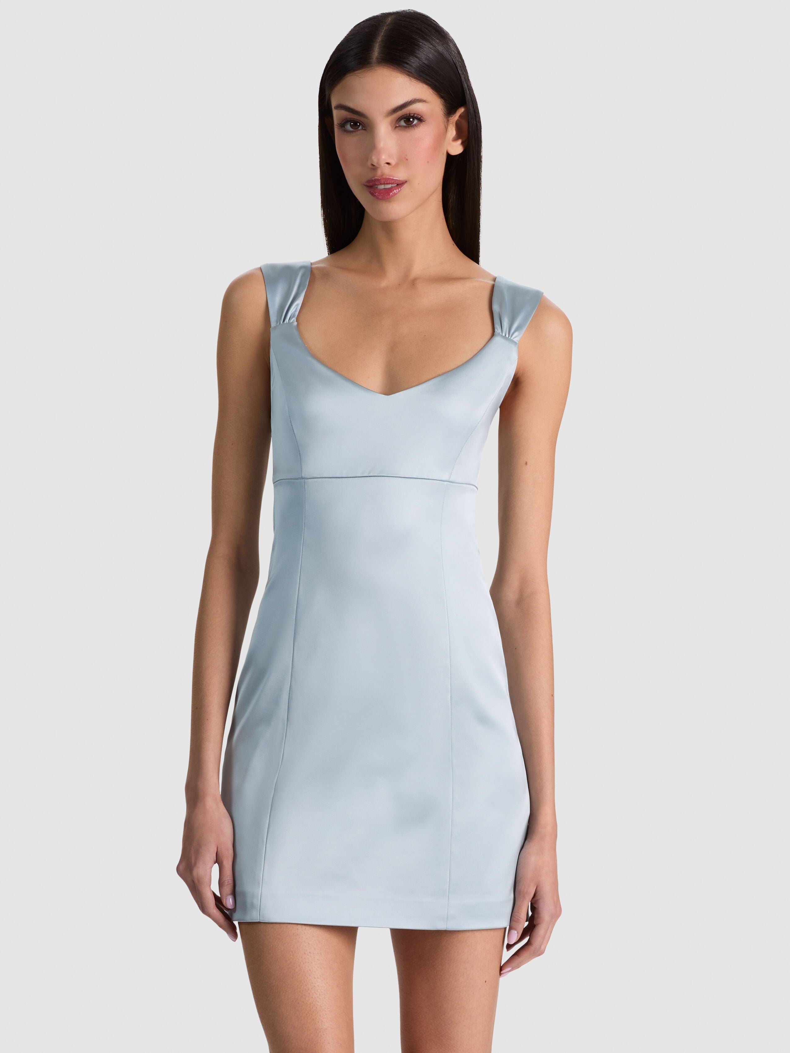 RENEE SOFT V NK FITTED MINI DRESS-ALICE + OLIVIA
