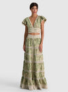 ADIRA EMBROIDERED MAXI SKIRT-GREEN LILY/OATMEAL-ALICE + OLIVIA