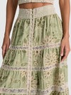 ADIRA EMBROIDERED MAXI SKIRT-GREEN LILY/OATMEAL-ALICE + OLIVIA