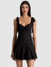 AMBRIE EMBROIDERED MINI DRESS-Black-ALICE + OLIVIA